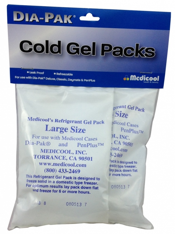 Medicool Dia-Pak Cold Gel Ice Pack for Deluxe, Classic, Organiser and Pen Plus 15-25°C Bags (Large - 2 per pack)
